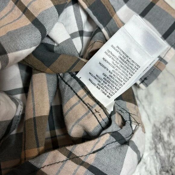 North Face Long Sleeve Casual Button Down Tan Grey White size medium men’s plaid - Picture 4 of 8